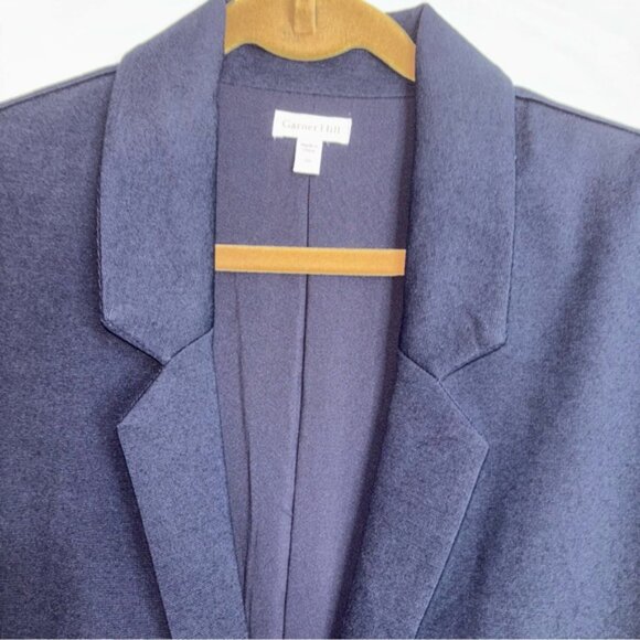 Garnet Hill Women’s Size 10 Navy Blue Blazer Button Front Pockets Back Split - Picture 5 of 8